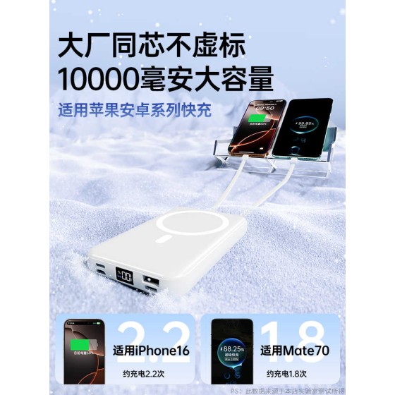 20W快充2025新款BS磁吸充电宝自带线大容量超薄小巧便携迷你Magsafe无线官方正品适用华为苹果